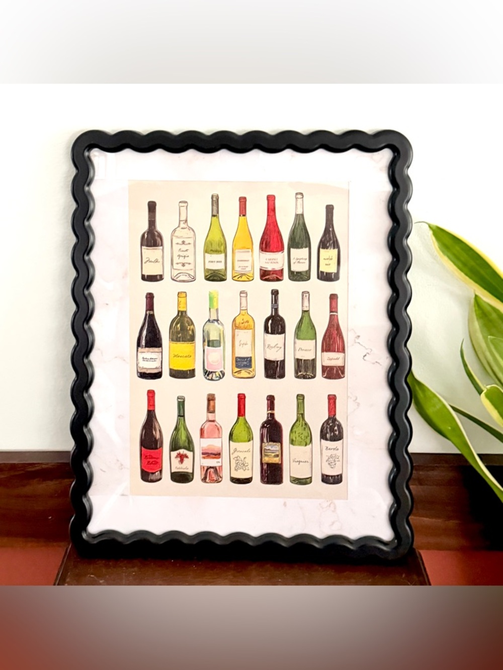 Wine Bottle Vino Lover Canvas Print Wavy Black Framed Wall Hanging Art Italy